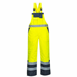 Portwest UC Portwest S489 Kalhoty s laclem reflexní nepromokavé zimní žlutá/námořnická modrá 3XL